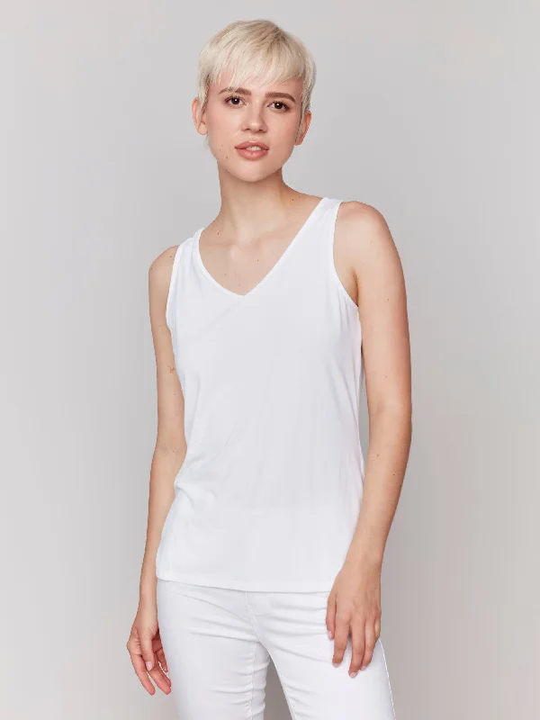 Bold and beautiful clothing for every woman   Reversible Bamboo Cami - White