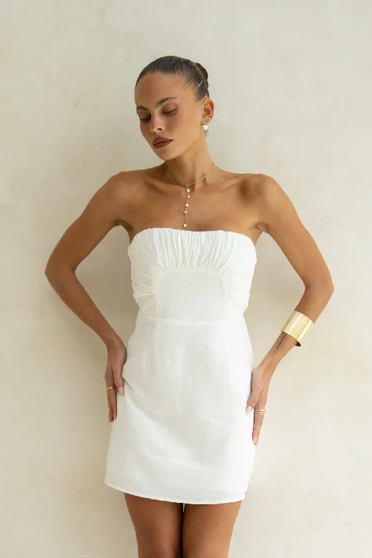 Versatile fashion options for every occasion   Arie White Ruched Detail Mini Dress