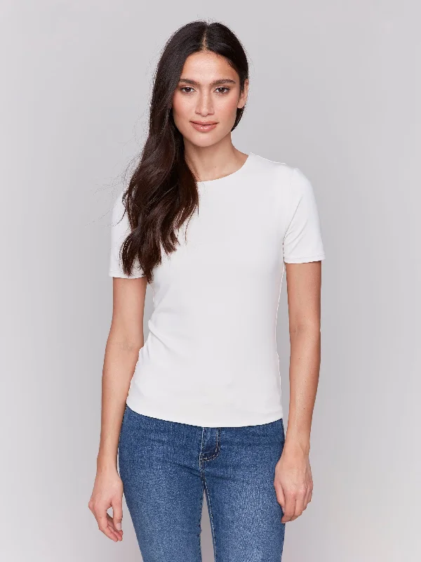 Summer-ready fashion for stylish women   Short-Sleeved Super Stretch Top - Natural