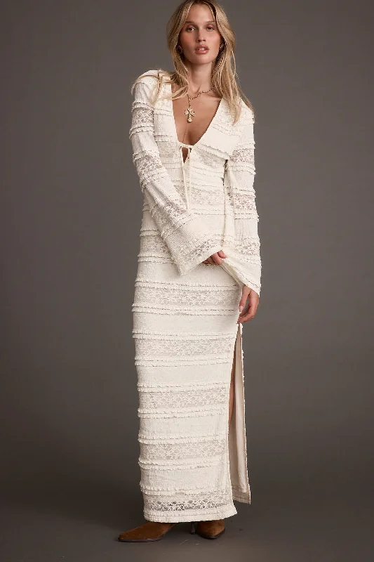 Melrose Ivory Long Sleeve Lace Maxi Dress