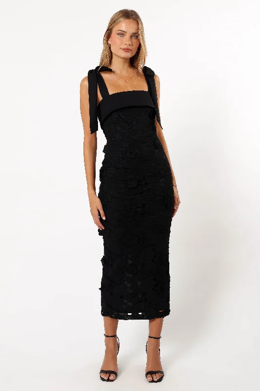 Emersyn Midi Lace Dress - Black