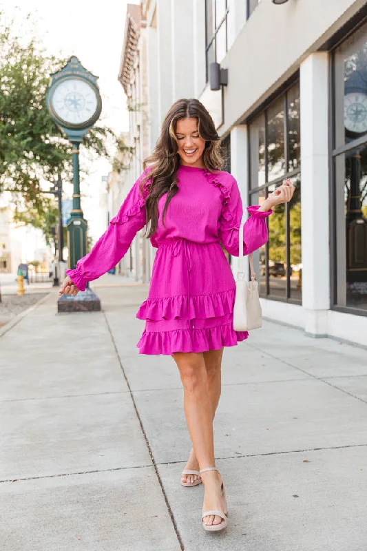 Pinch Me Pink Ruffle Detail Mini Dress