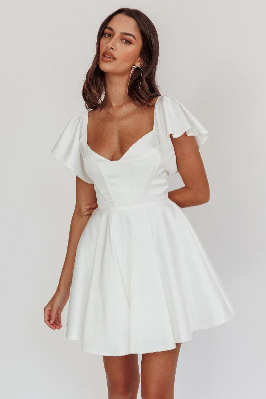 Tamelia Flutter Sleeve Mini Dress White