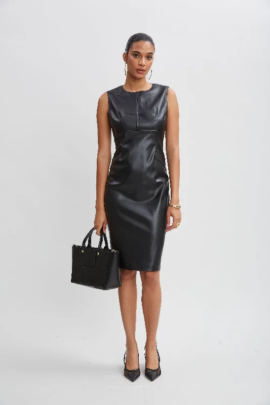 Vegan Leather Side Panel Dress