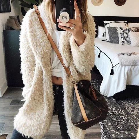 Kia Faux Fur Coat - Beige