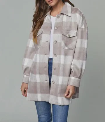 Oversized Plaid Shirt Jacket