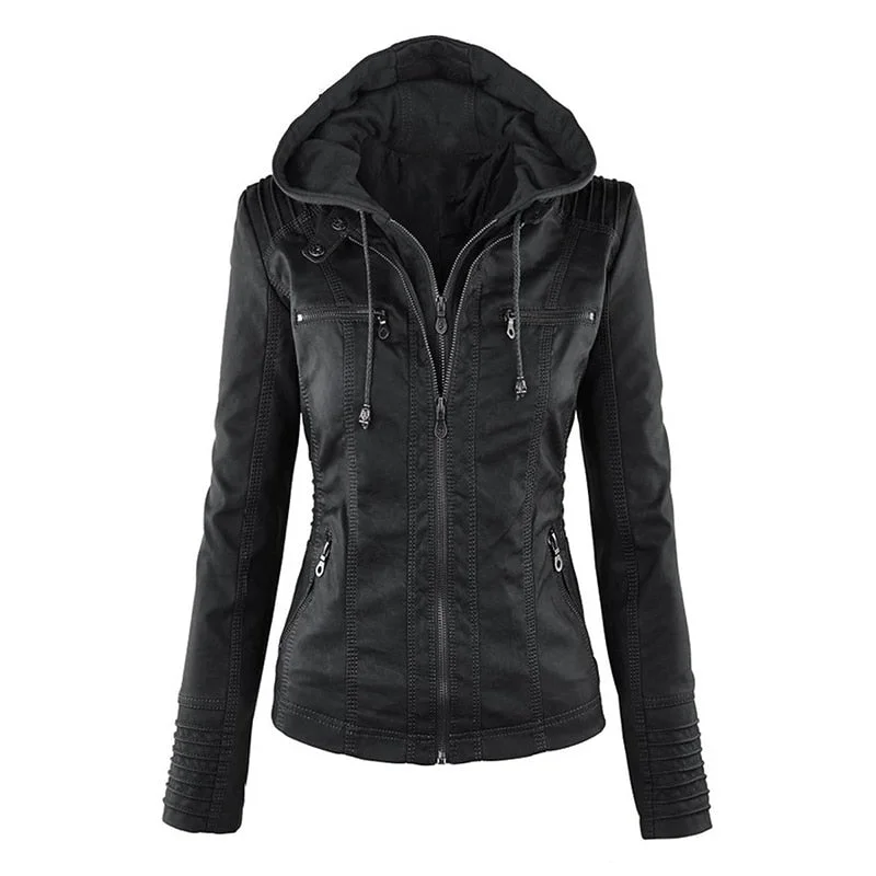 Shenandoah Womens Real Leather Hooded Jacket