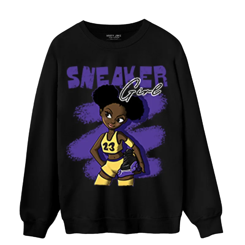 NastyJamz Field Purple 12s Sweatshirt Match Black Sneaker Girl