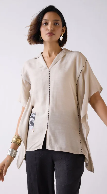 Mouse Muslin Patched Kaftan Shirt