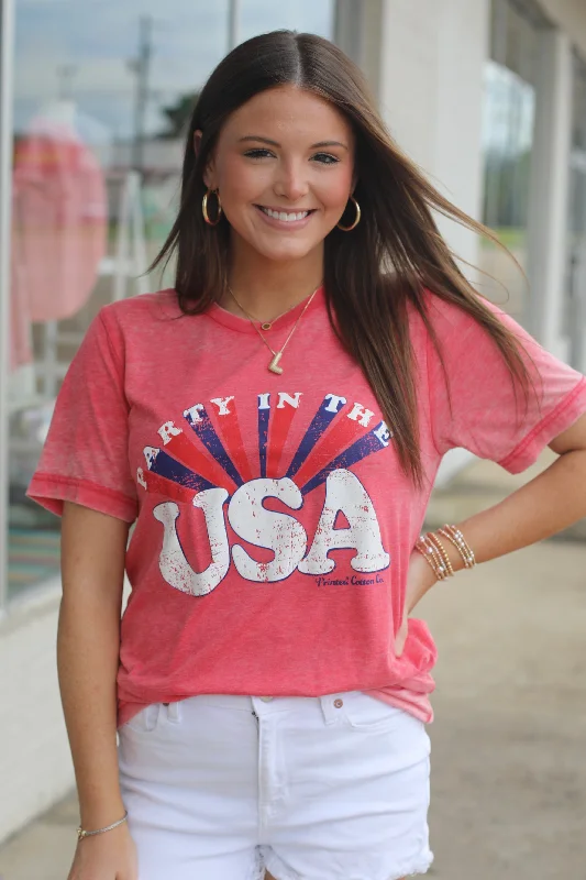 Party In The USA Acid Wash Tee