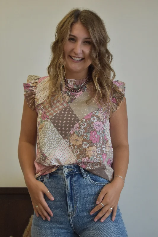 Pinky Color Block Peplum Blouse