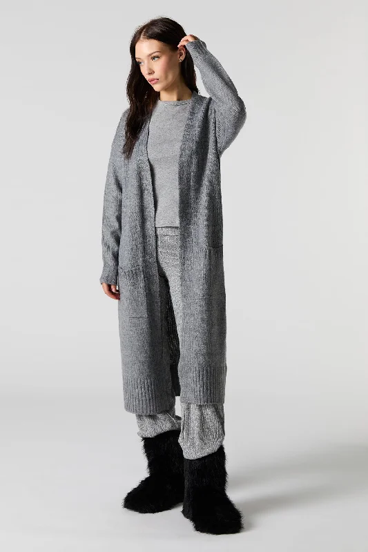 Knit Open Front Longline Cardigan