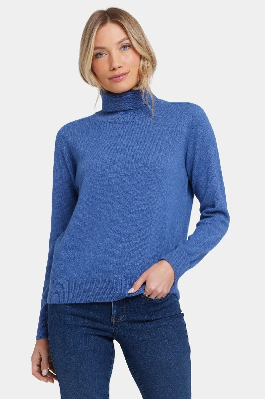 Cashmere Turtleneck Sweater - Heather Blue