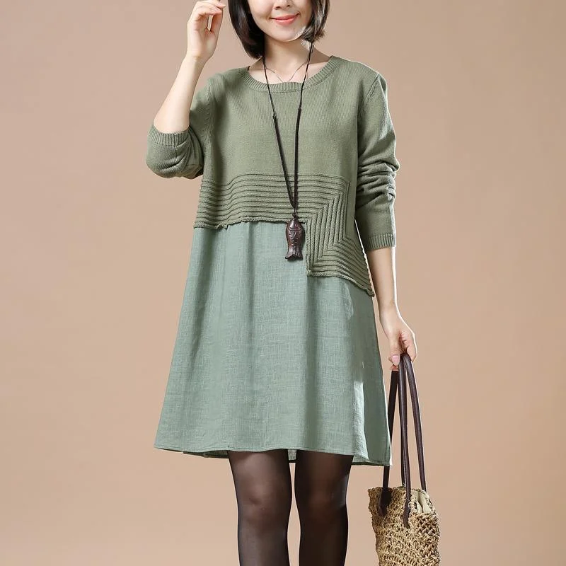 Green new patter knit sweaters plus size knit dresses woman