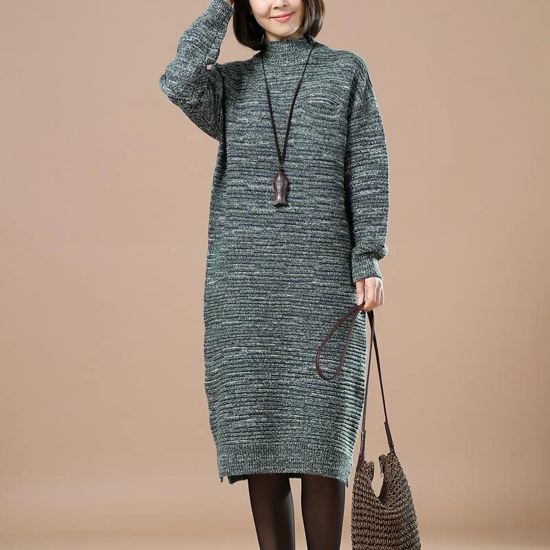 Green women sweaters plus size knit winter dress