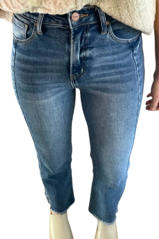 Stylish and comfortable outfits for women High Rise Slit Straight Leg Jeans In Dark Wash Stylish and comfortable outfits for women High Rise Slit Straight Leg Jeans In Dark Wash
