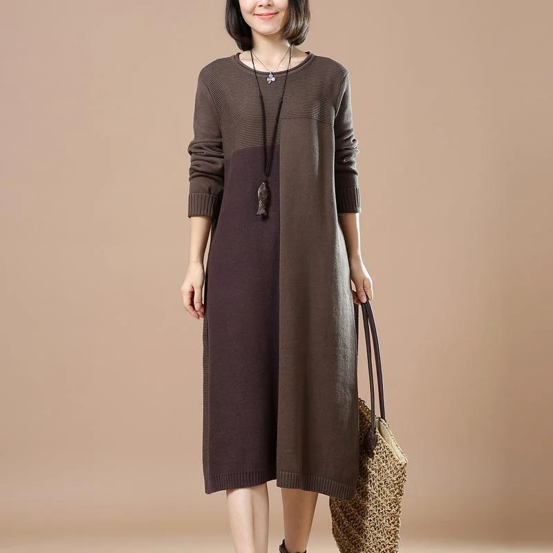 Khaki woman plus size sweaters knit dresses