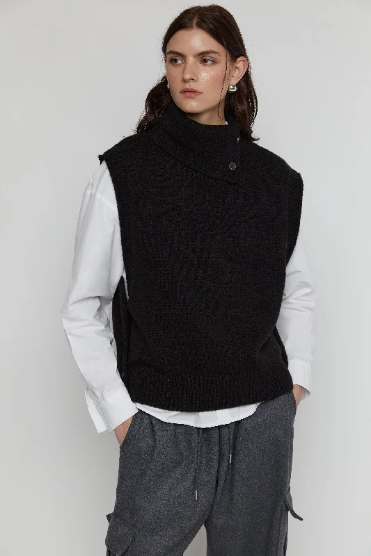 TURTLENECK VEST WITH SIDE BUTTONS