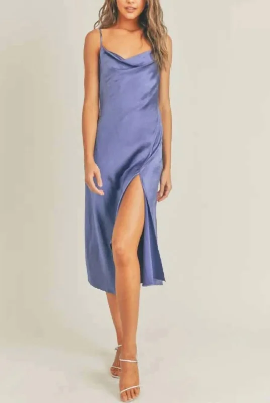 Bold and beautiful clothing for every woman   Satin Slip Dress in Rivera Blue