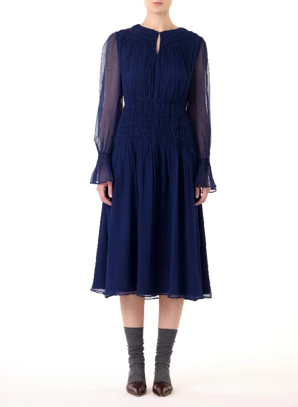 Stylish plus-size clothing for women   Silk Ls Dress W Smocking Detail