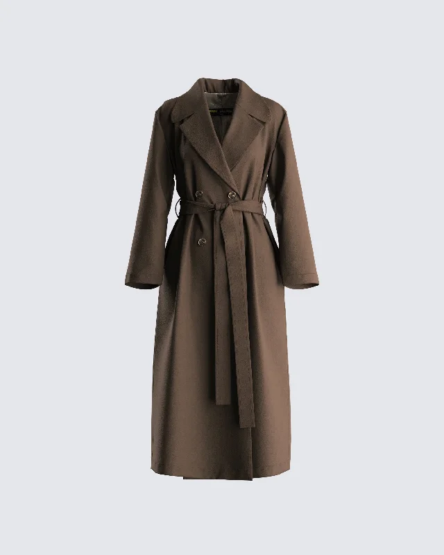 Bryn Dark Olive Belted Trench Coat