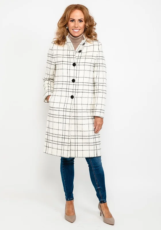 Christina Felix Check Wool Coat, White & Black