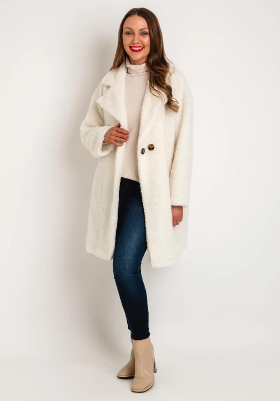 Natalia Collection One Size Teddy Coat, White