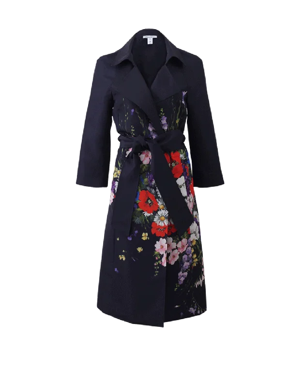 Flower Print Trench Coat