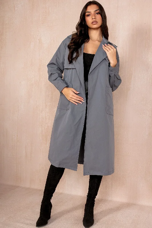 Holland Grey Belted Trench Coat