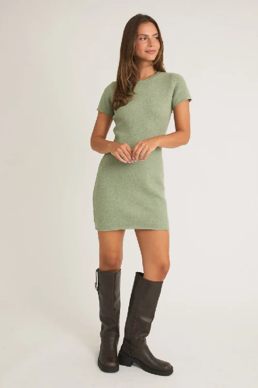 PREORDER - Keep It Real Short Sleeve Sweater Mini Dress