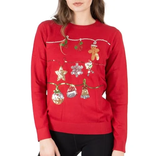 NOROZE Women's Christmas Tops Sweatshirts Sequin Jingle Bells HoHoHo Pug Mrs Claus Xmas Jumper