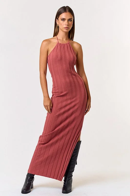 Young Heart Sweater Halter Maxi Dress