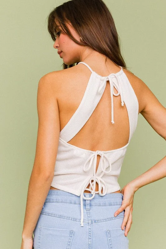 Hot Girl Open Back Halter Crop Top