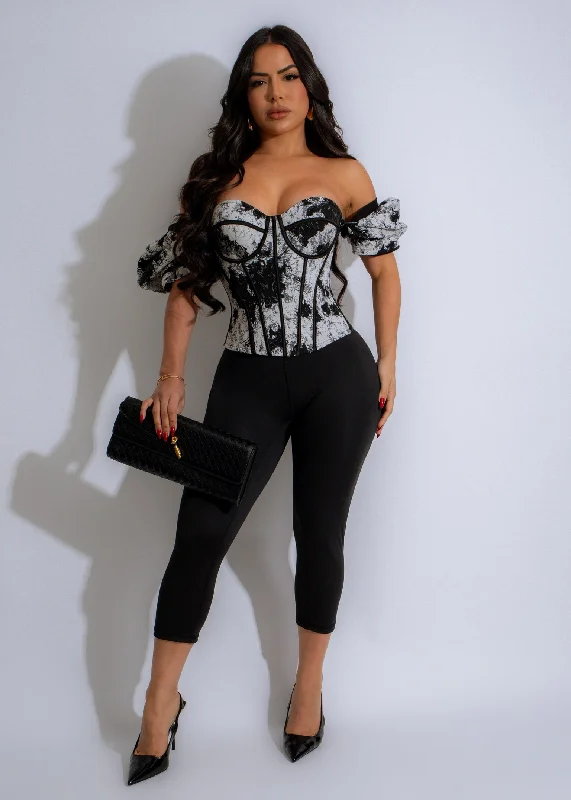 Renaissance Charm Crop Top Black