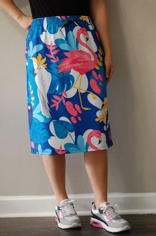 Size XS MOD Lifewear "Beach Vibes" Customizable Tropical Birds Print Skirt with Built-in Shorts