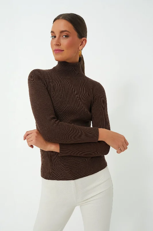 Brown Arlo Ribbed Turtleneck