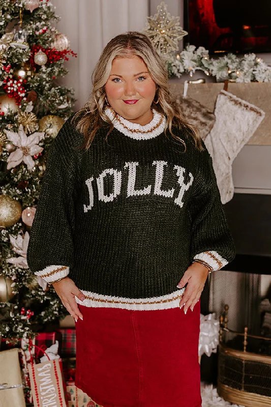 Holiday Vibes Knit Sweater in Jolly Hunter Green Curves