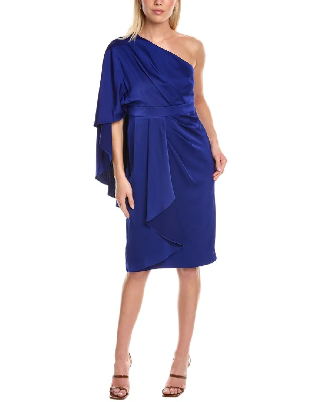 Stylish and comfortable outfits for women   Aidan Mattox One-Shoulder Draped Dress