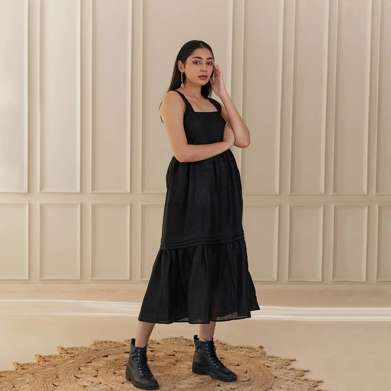 Trendy women’s clothing    Dresses for Women | Linen Sleeveless Dress | Black